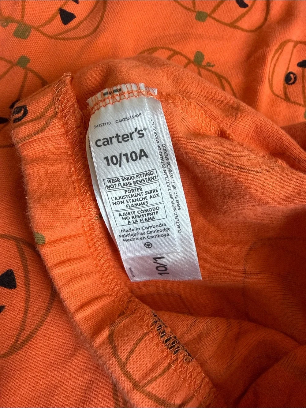 Carter's Orange Pumpkin Print Kids Pajama Set